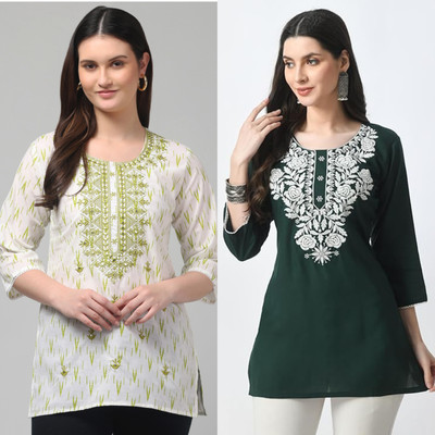 STYLE PREZONE Women Embroidered, Printed A-line Kurta(Multicolor)