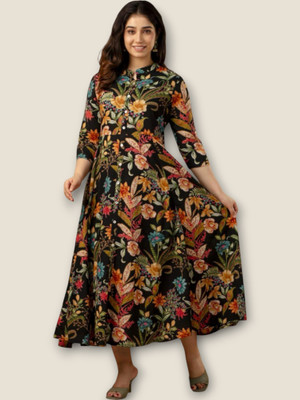 mk creation Women Printed Anarkali Kurta(Multicolor)