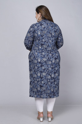 Gs Fashions Women Printed A-line Kurta(Blue)