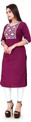 TITHIGARMENTS Women Embroidered A-line Kurta(Purple)