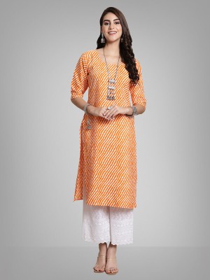 EthnicBasket Women Printed A-line Kurta(Orange)