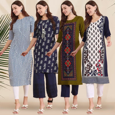 1 Stop Fashion Women Printed Straight Kurta(Multicolor)