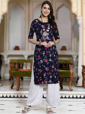 Moda Rapido Women Floral Print Straight Kurta(Multicolor)