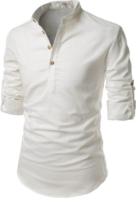 Edinwolf Men Solid A-line Kurta(White)