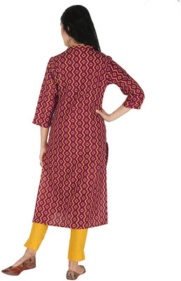 HouseOfCommon Women Printed Straight Kurta(Purple)