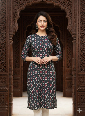 Saka Designs Women Printed Straight Kurta(Grey)