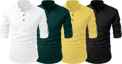 ROYAL SCOUT Men Solid Straight Kurta(White, Green, Yellow, Black)