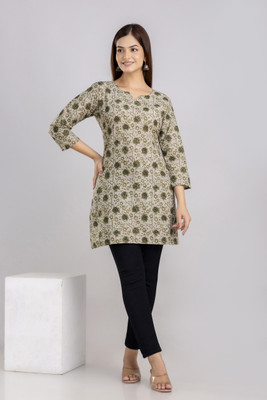 Loom Women Printed Straight Kurta(Green)
