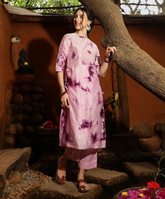 QISSA Women Printed Ethnic Dress Kurta(Purple)