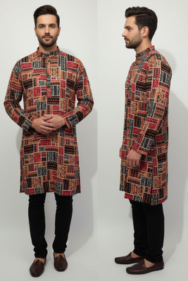 KLASIQ Men Patchwork, Geometric Print, Printed Ethnic Dress Kurta(Multicolor)