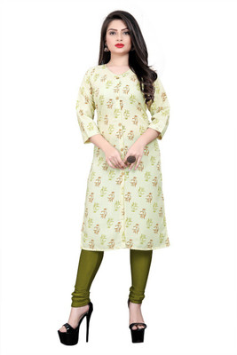 JIGNESH TEXTILES Women Floral Print A-line Kurta(Yellow)