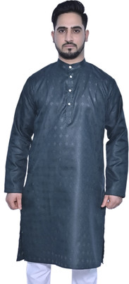 HouseOfCommon Men Self Design Straight Kurta(Dark Blue)