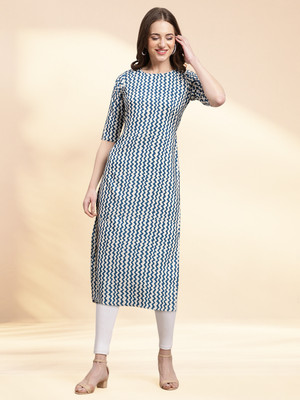 EthnicBasket Women Printed A-line Kurta(Blue)