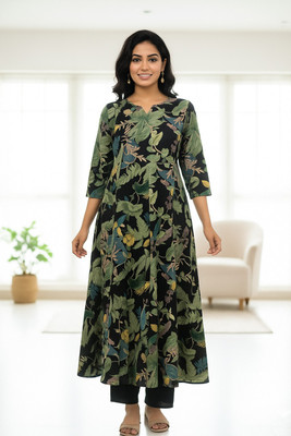 look and live Women Floral Print, Printed Flared Kurta(Multicolor)
