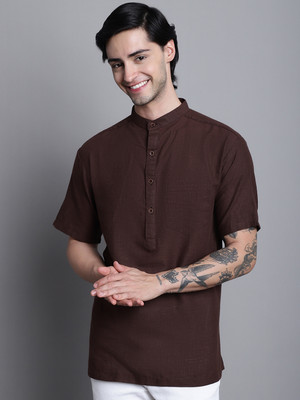Aarsha Men Solid Straight Kurta(Brown)