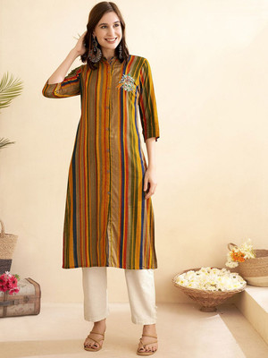 ANOUK Women Printed A-line Kurta(Multicolor)