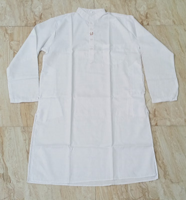 Wahid Chikan Men Self Design Straight Kurta(White)