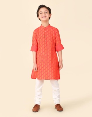 Fabindia Boys Printed A-line Kurta(Red)