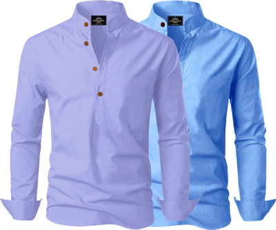 Kavyangle Creation Men Solid Straight Kurta(Blue)