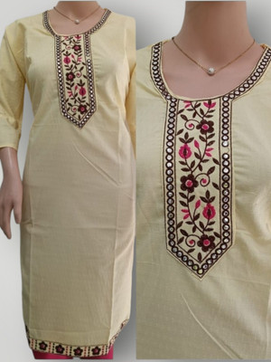 Josh Women Embroidered Straight Kurta(Beige)