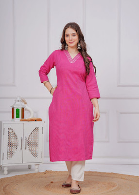EMPIRE STYLE Women Embroidered A-line Kurta(Pink)