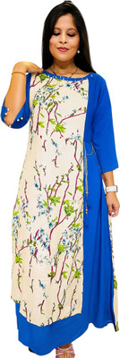 Shanaya Collection Women Printed, Floral Print, Embellished, Colorblock Straight Kurta(Multicolor)