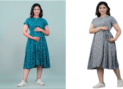 Anjali creation Women Printed Flared Kurta(Multicolor)