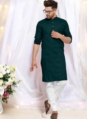Rashmi Genz Men Printed Straight Kurta(Dark Green)