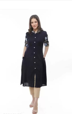 AADVIKA CREATION Women Embroidered A-line Kurta(Blue)