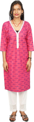 aaapremises Women Ikat A-line Kurta(Maroon)