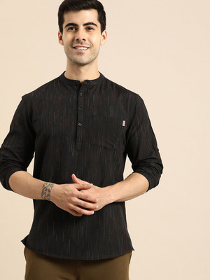 ANOUK Men Printed Straight Kurta(Black)