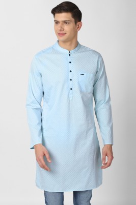 PETER ENGLAND Men Printed Straight Kurta(Light Blue)