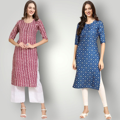 HouseOfCommon Women Printed Straight Kurta(Multicolor)