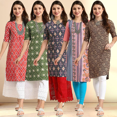 1 Stop Fashion Women Printed A-line Kurta(Multicolor)