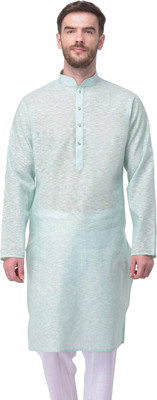 SG LEMAN Men Solid Straight Kurta(Green)