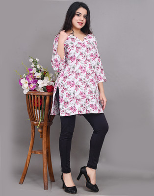SARIMTEXTILE Women Printed Straight Kurta(Pink)