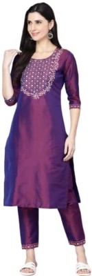 SR FASHION HUB Women Solid Straight Kurta(Maroon)