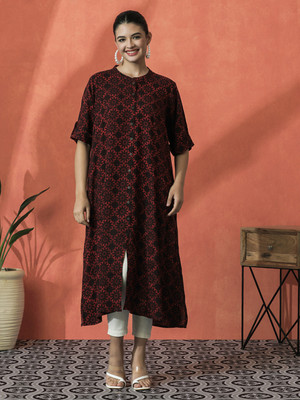 Sangria Women Printed A-line Kurta(Maroon)