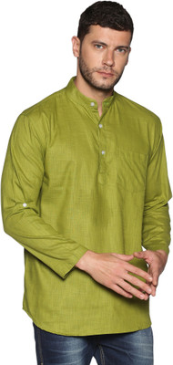Sethukrishna Men Solid A-line Kurta(Green)