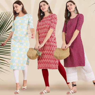 1 Stop Fashion Women Printed A-line Kurta(Multicolor)