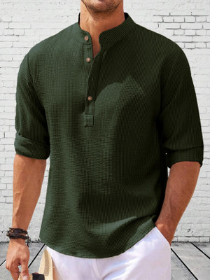 EyeBogler Men Self Design Straight Kurta(Dark Green)