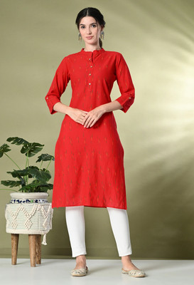 Glowworld Women Printed Straight Kurta(Red)