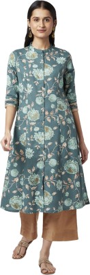 Rangmanch by Pantaloons Women Floral Print A-line Kurta(Blue)