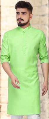 Rashmi Genz Men Solid Straight Kurta(Light Green)