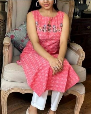 Bhadoriya Fashion Women Embroidered A-line Kurta(Pink)