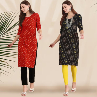 1 Stop Fashion Women Printed Straight Kurta(Multicolor)