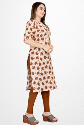 RamrajCreation Women Printed A-line Kurta(Brown)