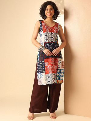 ANOUK Women Abstract Straight Kurta(Multicolor)