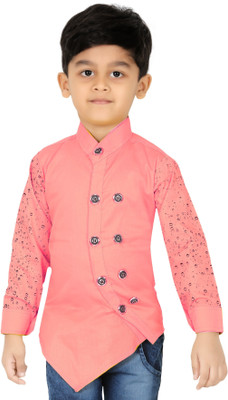 XBOYZ Boys Printed Casual Cream Shirt