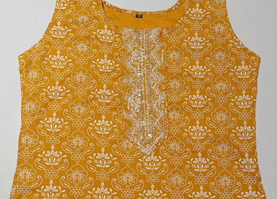 JENYFASHION Women Embroidered Ethnic Dress Kurta(Yellow)